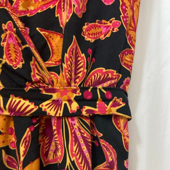 NWT CeCe Beachy Romance High Tide Wrap Short Sleeve Black Red Midi Maxi Dress - Picture 11 of 11